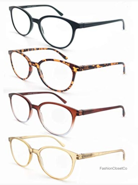 4 Pack Large Round Frame Readers with Spring Hinge Metal Reading Glasses main image 5